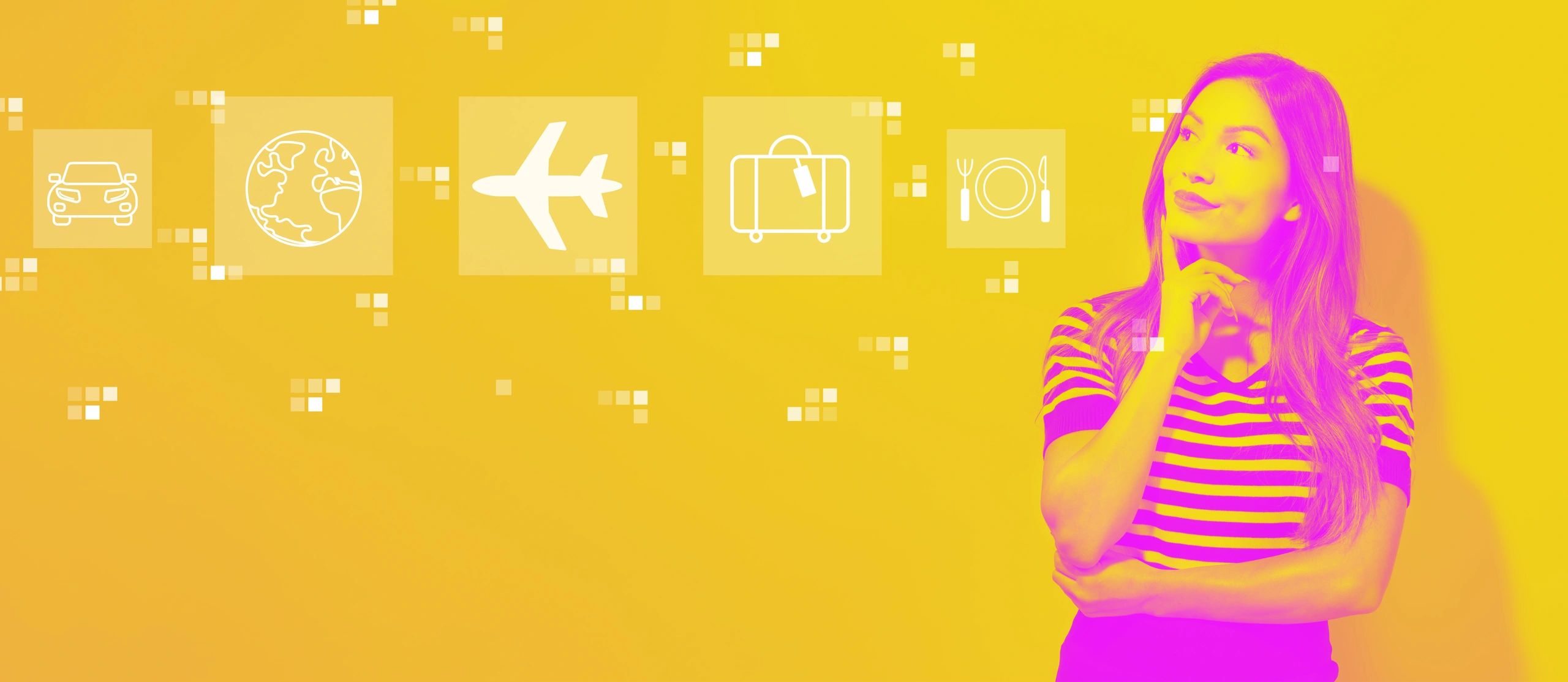 Airplane travel theme with young businesswoman